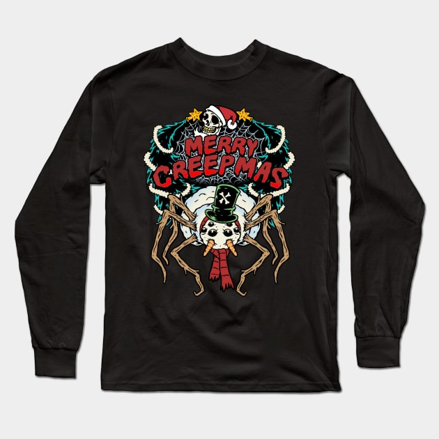 Merry Creepmas Horror Long Sleeve T-Shirt by MonstersandMartians